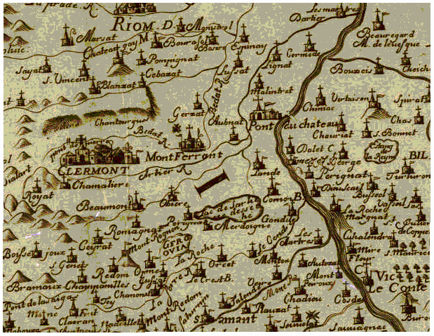 Extrait de Carte de Amable de Frétat publiée en 1672