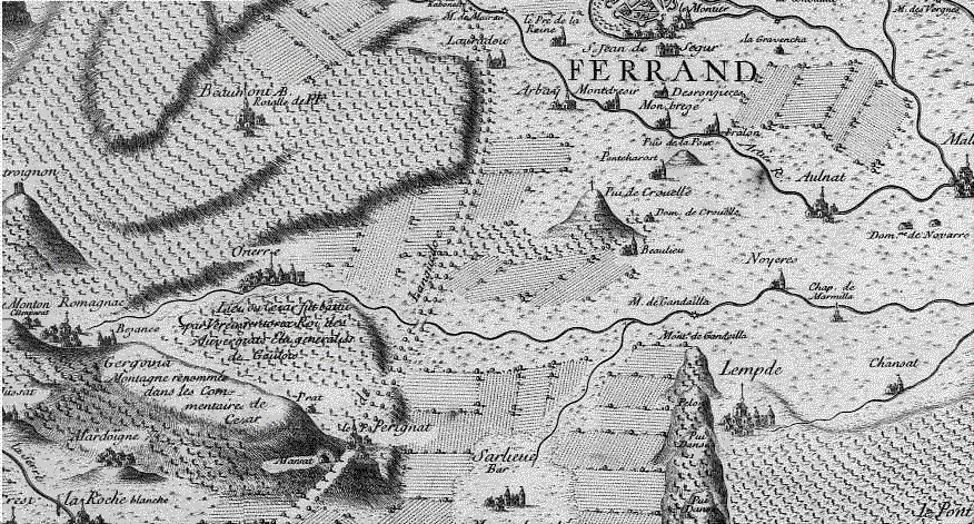 Le bassin de l'Artière vers Aubière carte de Lescuyer de la Jonchere 